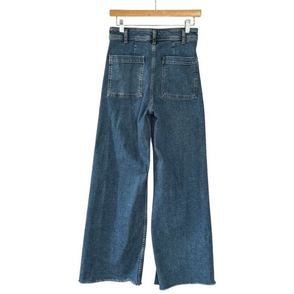 Zara Marine Straight High Waist Wide Leg Crop Retro Jeans Size 6 - Picture 4 of 8
